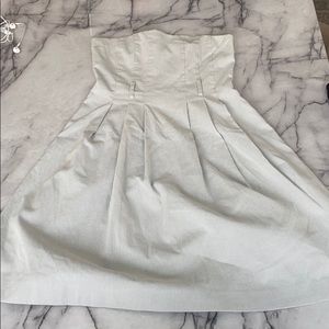 Theory Strapless Pinstripe Dress